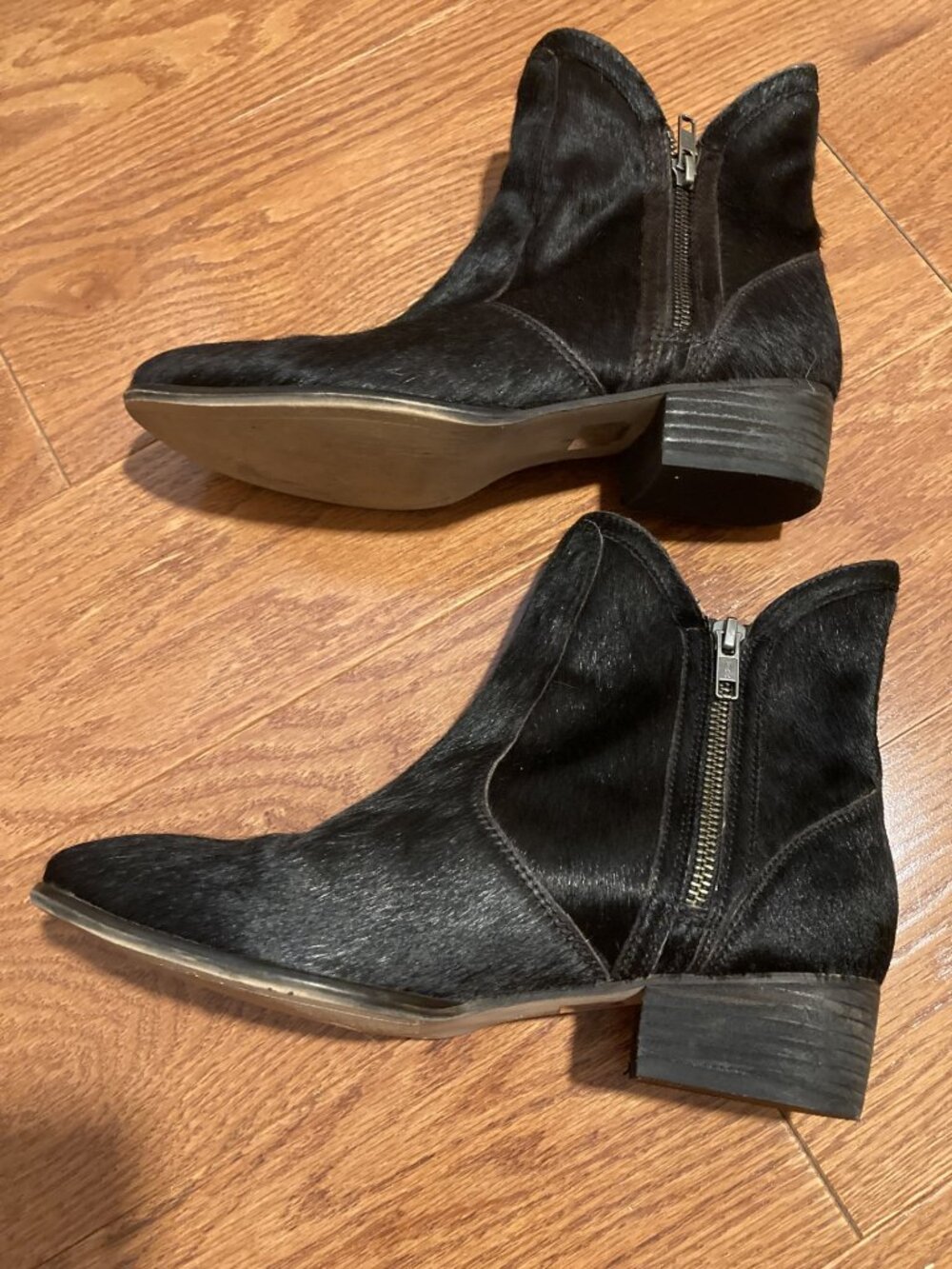 Seychelles Black Ankle Booties - calf hair